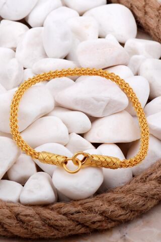 Kazaziye Tığ Örgü Altın Kaplama Gümüş Bileklik 4188