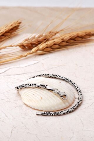 Kral Zincir Elişi 3 Mm-20 Cm 925 Ayar Gümüş Erkek Bileklik 4840