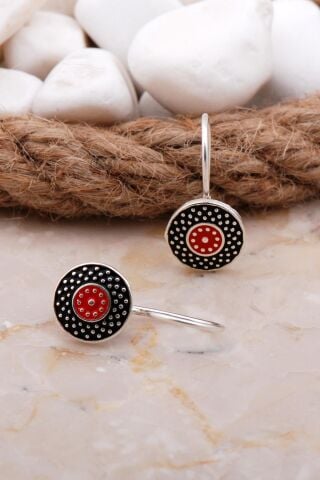 Mineli Elişi Gümüş Küpe 5905