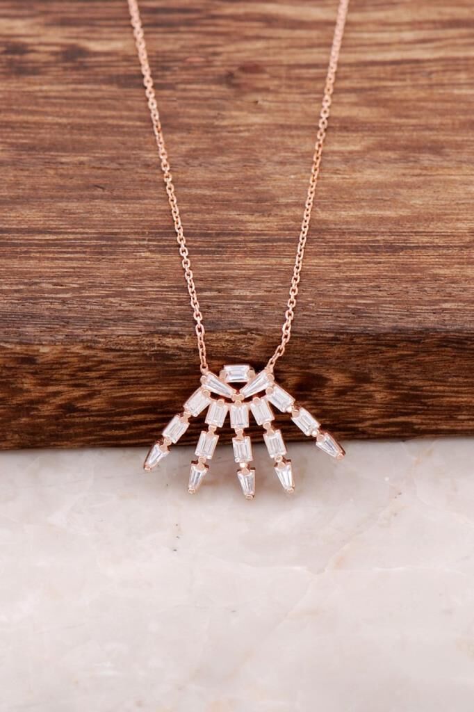 Tasarım Baget Rose Gümüş Kolye 4066