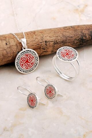 Anadolu Motifli Elişi Mineli Gümüş Set 2827