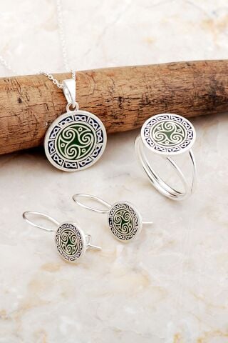 Anadolu Motifli Elişi Mineli Gümüş Set 2828