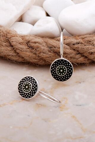 Mineli Elişi Gümüş Küpe 5907