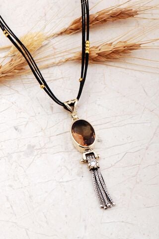 Renk Değiştiren Sultan Taşlı Elişi 925 Ayar Gümüş Kolye 8101