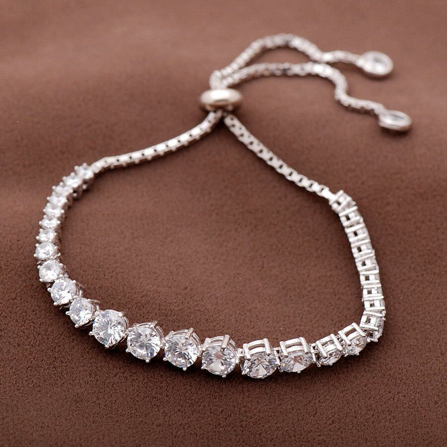 Zirkon Taşlı Rodyumlu Su Yolu Gümüş Bileklik 1734