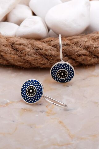 Mineli Elişi Gümüş Küpe 5908