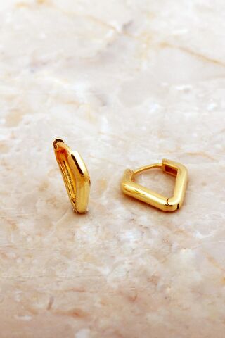 Üçgen Taşsız Tasarım Altın Kaplama Gümüş Küpe 6193