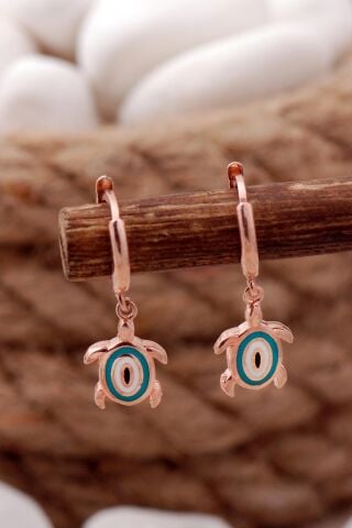 Kaplumbağa Rose Gümüş Küpe 5653