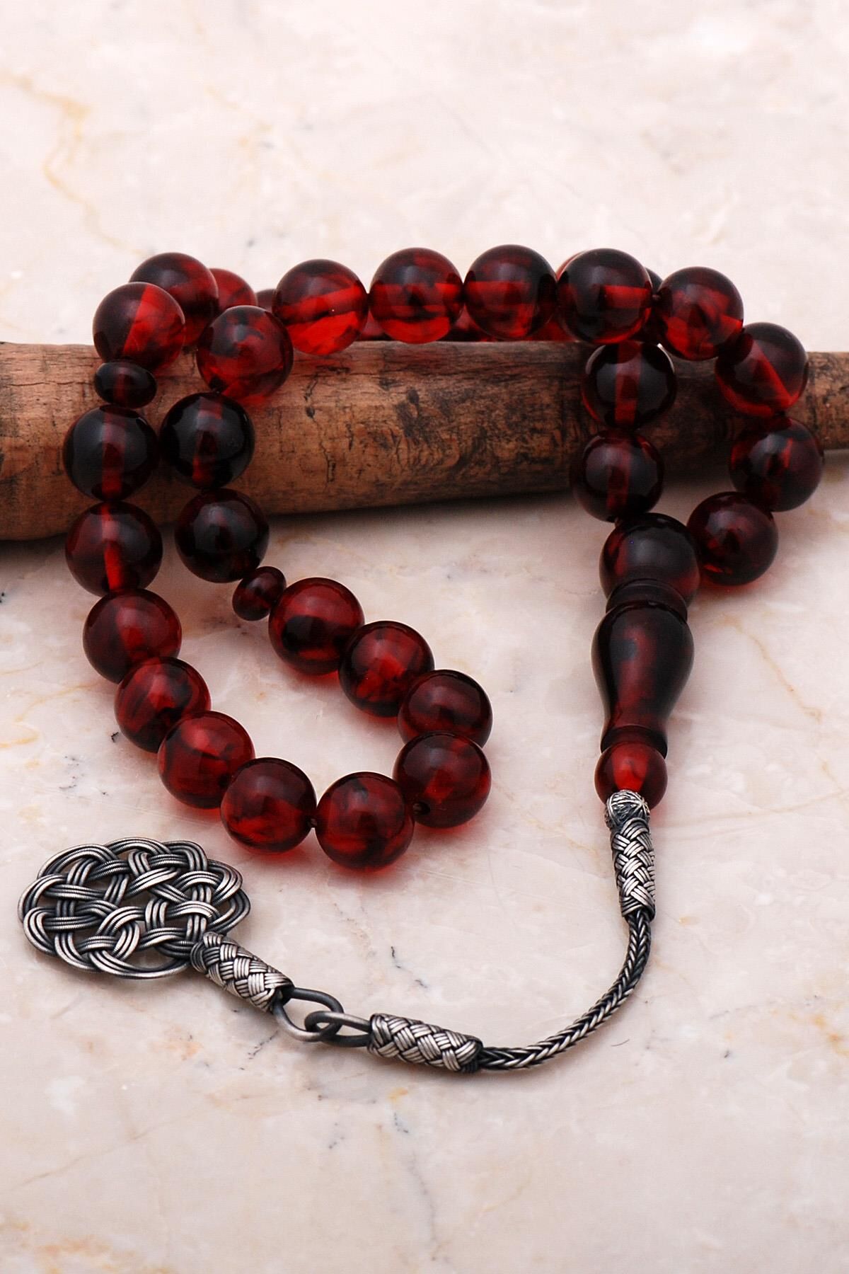 Küre Kesim Gümüş Kazaz Püskül Kehribar Tesbih 335