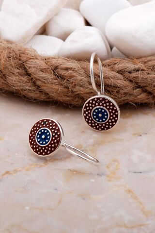 Mineli Elişi Gümüş Küpe 5910