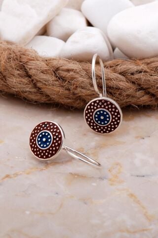 Mineli Elişi Gümüş Küpe 5910