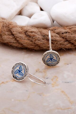 Mineli Elişi Gümüş Küpe 5911