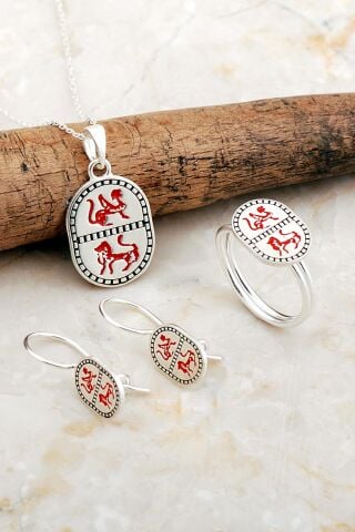 Özgürlüğün Ruhu Sembolü Elişi Mineli Gümüş Set 2834