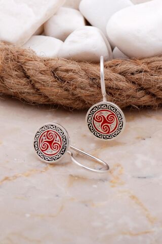 Mineli Elişi Gümüş Küpe 5914