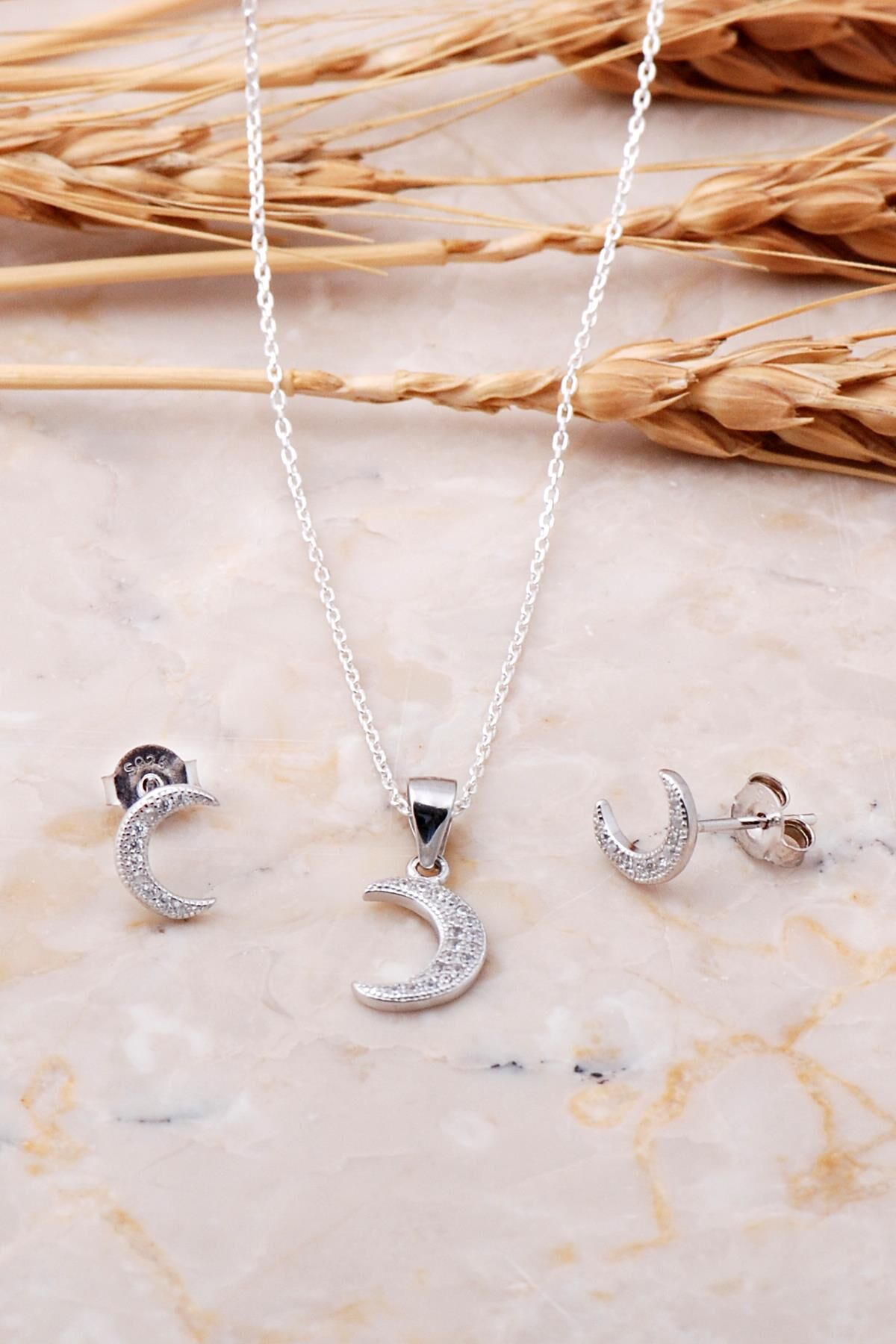 Hilal Tasarımlı Gümüş İkili Set 1844