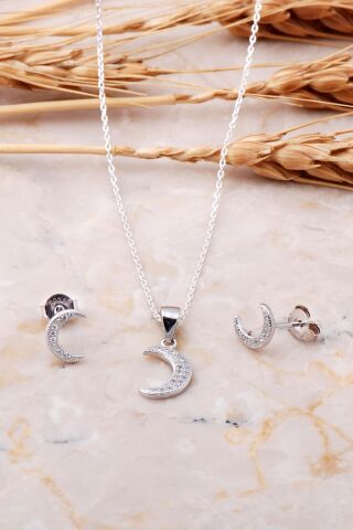 Hilal Tasarımlı Gümüş İkili Set 1844