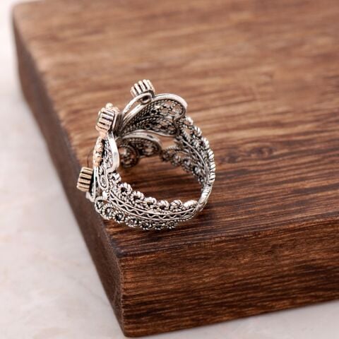 Telkari İşlemeli Kelebek Gümüş Yüzük 2500