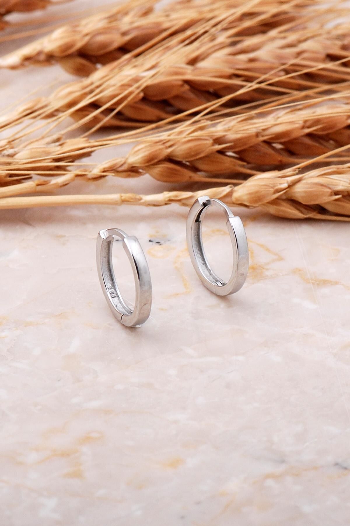 15 Mm Rodyumlu Gümüş Halka Küpe 5766