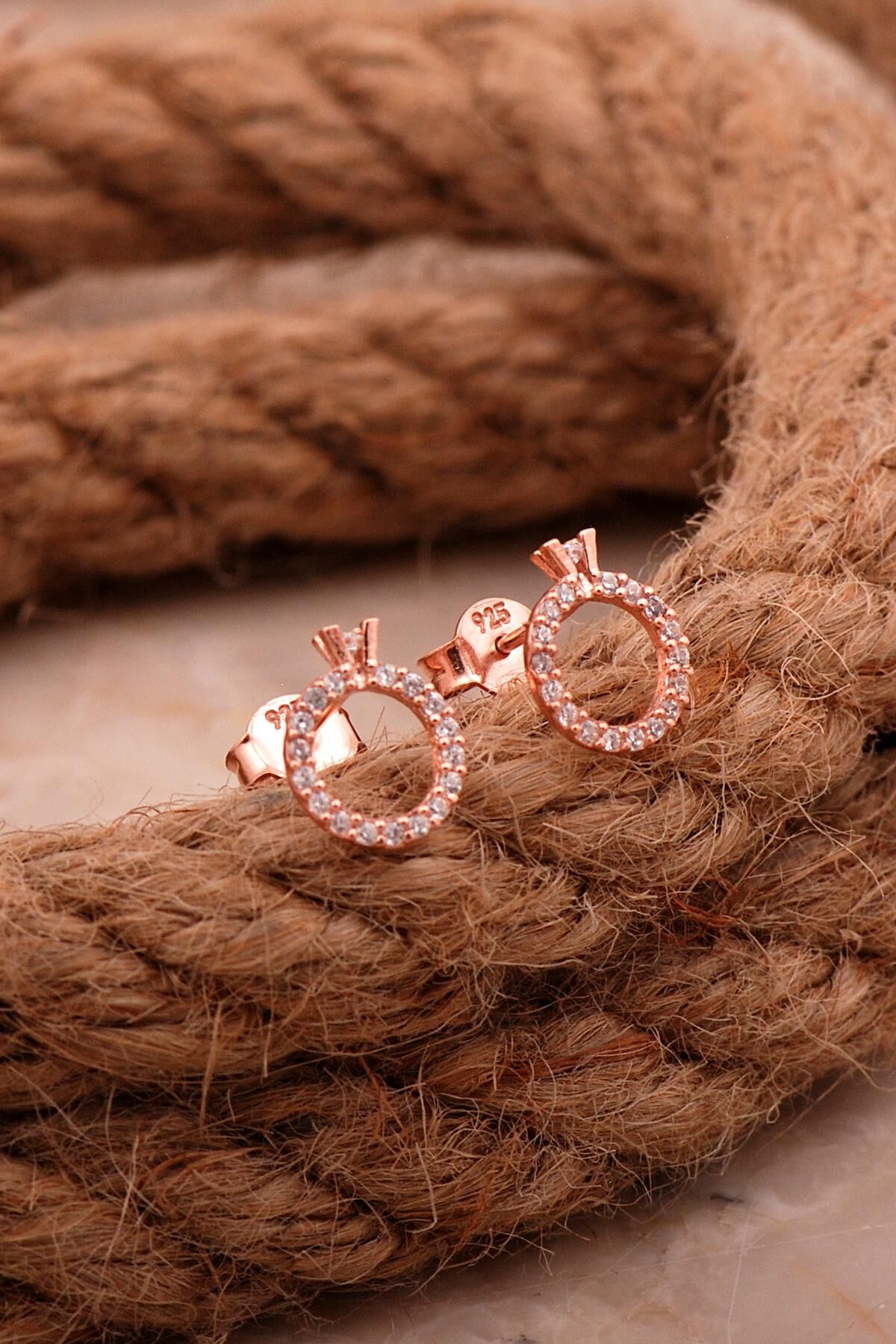 Tektaş Mini Rose Gümüş Küpe 6202