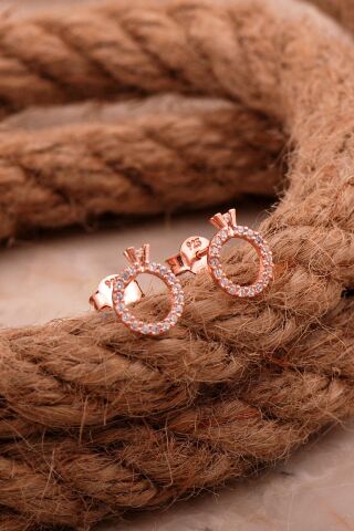 Tektaş Mini Rose Gümüş Küpe 6202