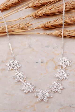 Telkari İşlemeli Gümüş Elişi Kolye 7670