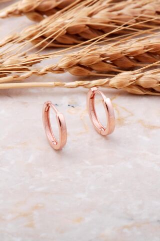 15 Mm Rose Gümüş Halka Küpe 5766