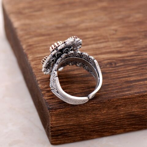 Karanfilli Telkari İşlemeli Gümüş Yüzük 2502