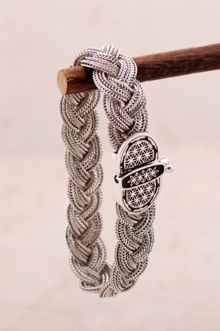 Midyat Hasır Örme Yaşam Çiçeği 925 Ayar Gümüş Bileklik 4445