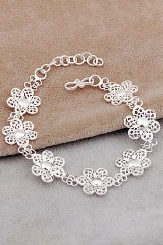 Midyat Telkari Sanatı İşlemeli Elişi Çiçek Gümüş Bileklik 4662