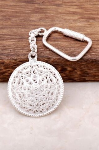 Telkari İşlemeli Gümüş Anahtarlık 55