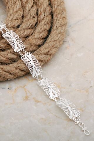 Midyat Telkari Sanatı İşlemeli Elişi Gümüş Bileklik 4665