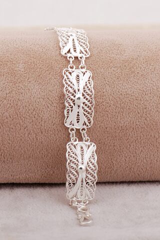 Midyat Telkari Sanatı İşlemeli Elişi Gümüş Bileklik 4665