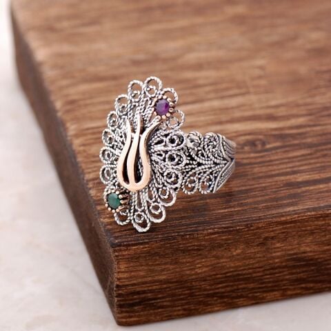 Laleli Telkari İşlemeli Gümüş Yüzük 2504