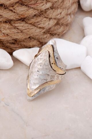 Çekiç Dövme Elişi Mekik Gümüş Yüzük 3328