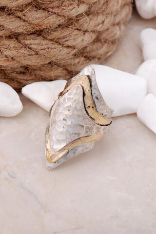 Çekiç Dövme Elişi Mekik Gümüş Yüzük 3328