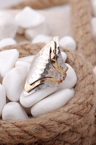 Çekiç Dövme Elişi Mekik Gümüş Yüzük 3328