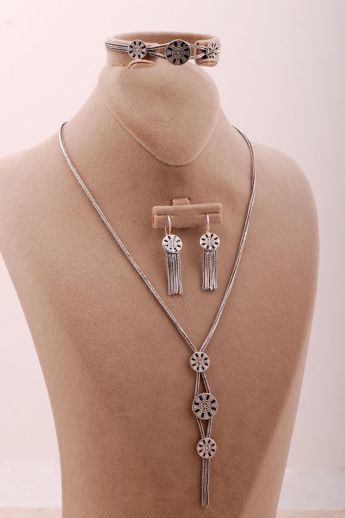 Midyat Hasırı Örme Anadolu Motifli Gümüş Set 2710