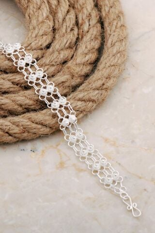 Midyat Telkari Sanatı Akıtma Elişi Gümüş Bileklik 4669