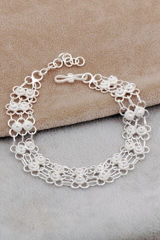 Midyat Telkari Sanatı Akıtma Elişi Gümüş Bileklik 4669