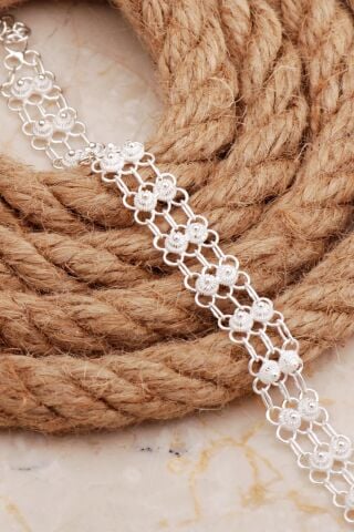 Midyat Telkari Sanatı Akıtma Elişi Gümüş Bileklik 4669