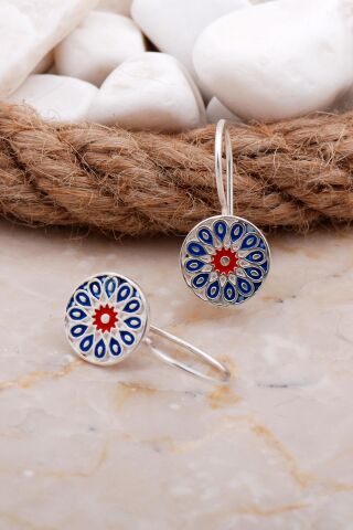 Mineli Elişi Gümüş Küpe 5917