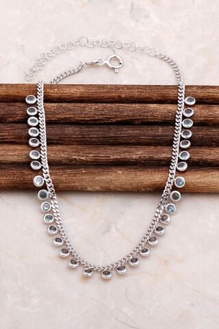 Mistik Topaz Taşlı Gümüş Halhal 235