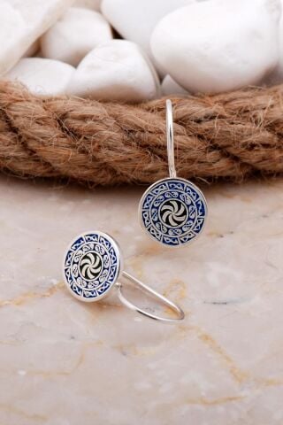 Mineli Elişi Gümüş Küpe 5918