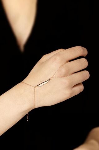 Rose Gümüş Yaprak Şahmeran Yüzüklü Bileklik 18