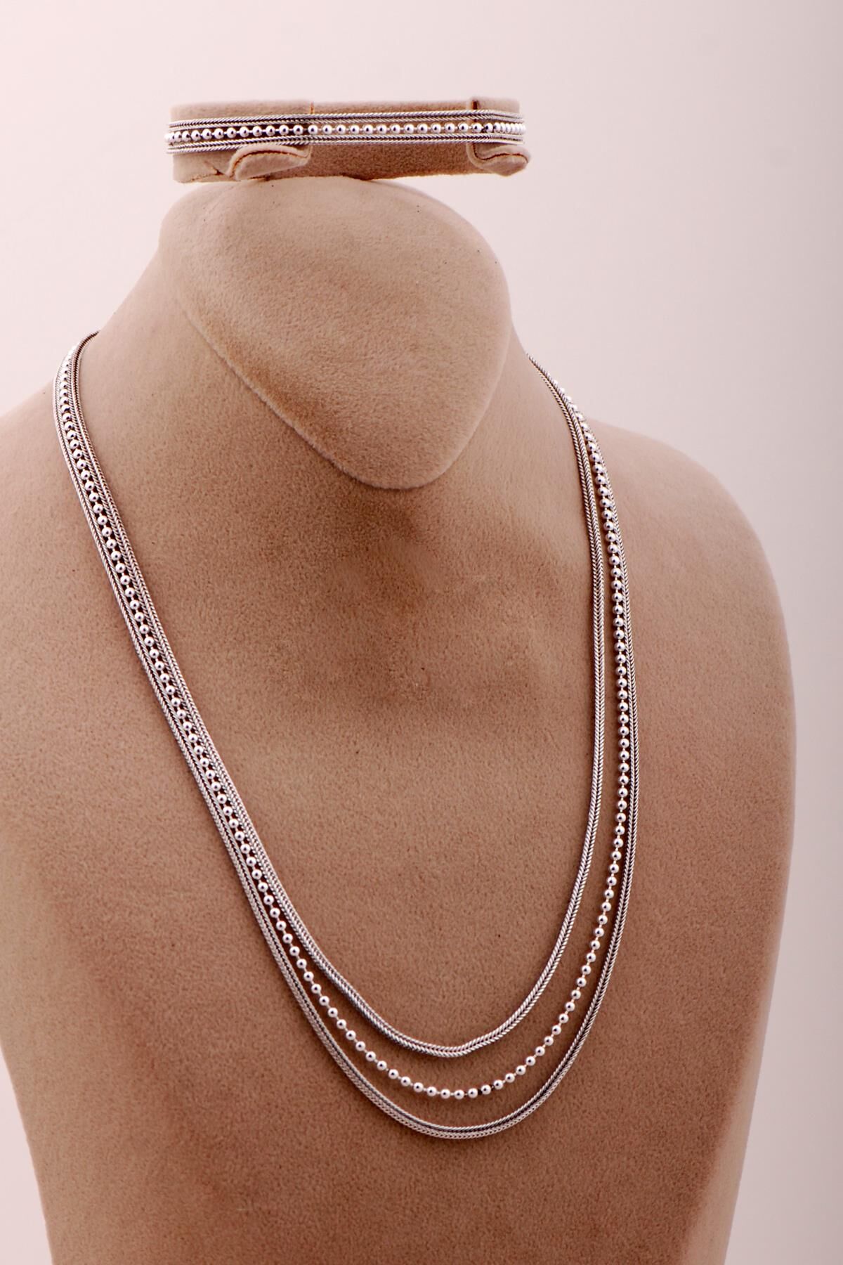 Toplu Hasır Örgü Tasarım Gümüş Set 2713