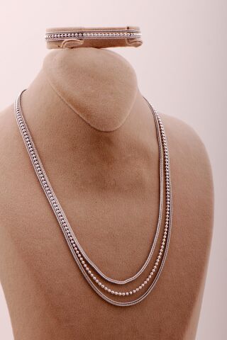 Toplu Hasır Örgü Tasarım Gümüş Set 2713