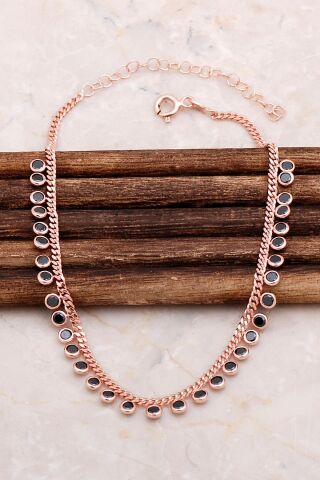 Onix Taşlı Rose Gümüş Halhal 237