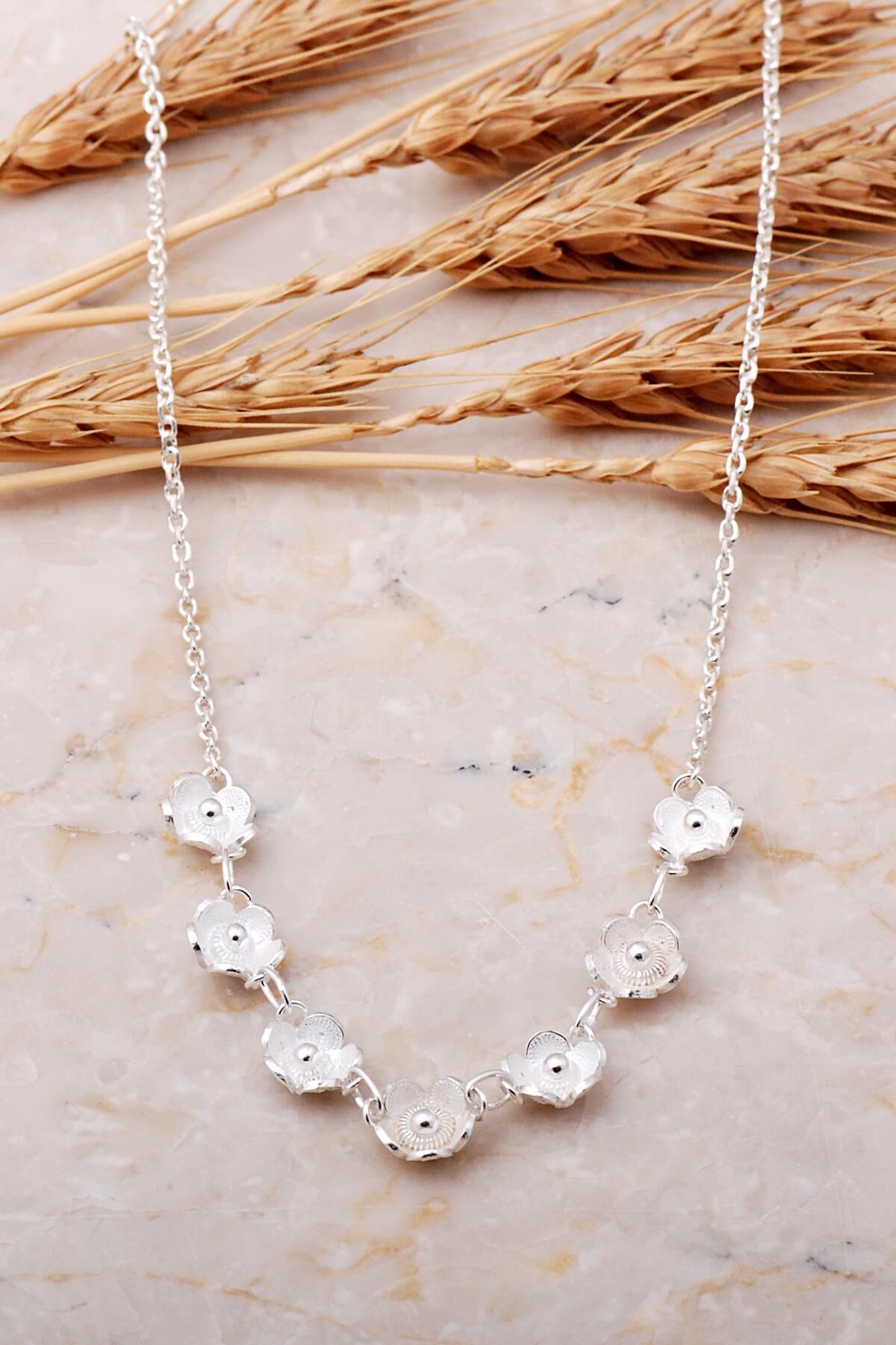 Telkari İşlemeli Elişi Gümüş Kolye 7677