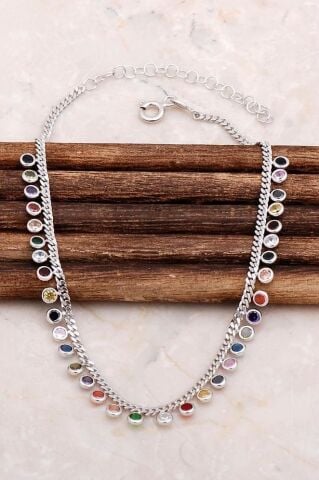 Mix Taşlı Gümüş Halhal 238