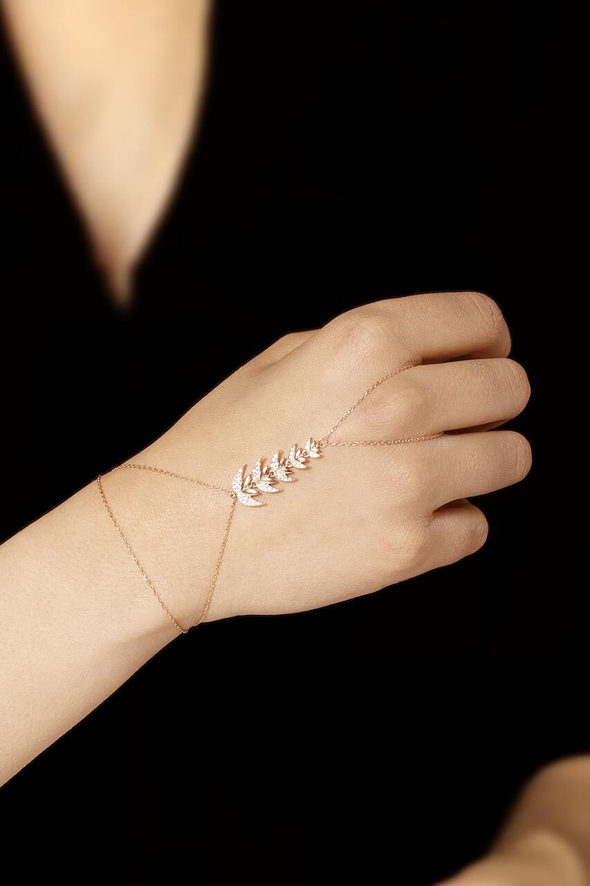 Rose Gümüş Başak Şahmeran Yüzüklü Bileklik 20